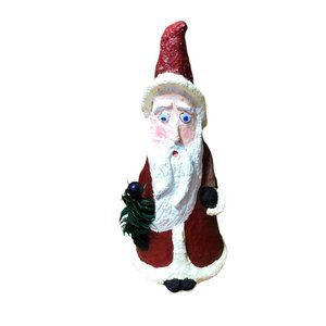 Paper Mache Santa Father Christmas Decoration Holiday Figurine 2007 R Gillum 10"